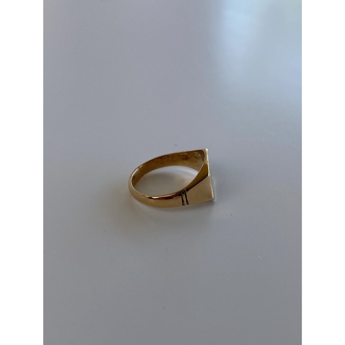 Vintage Solid 10k Yellow Gold Engraved LJA Signet Ring - Size 2.25
