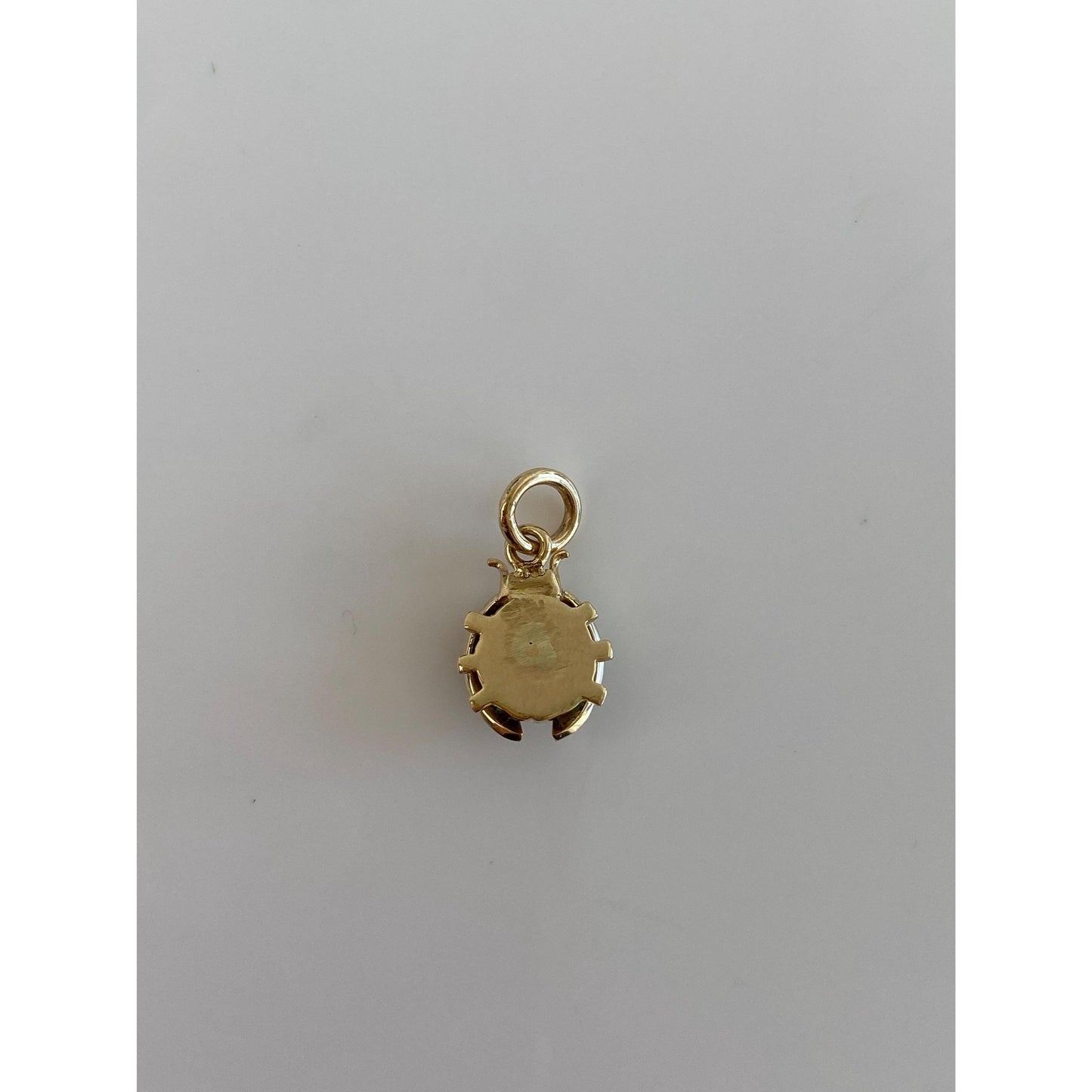 Vintage Solid 14k Yellow Gold Emerald Ladybug Charm