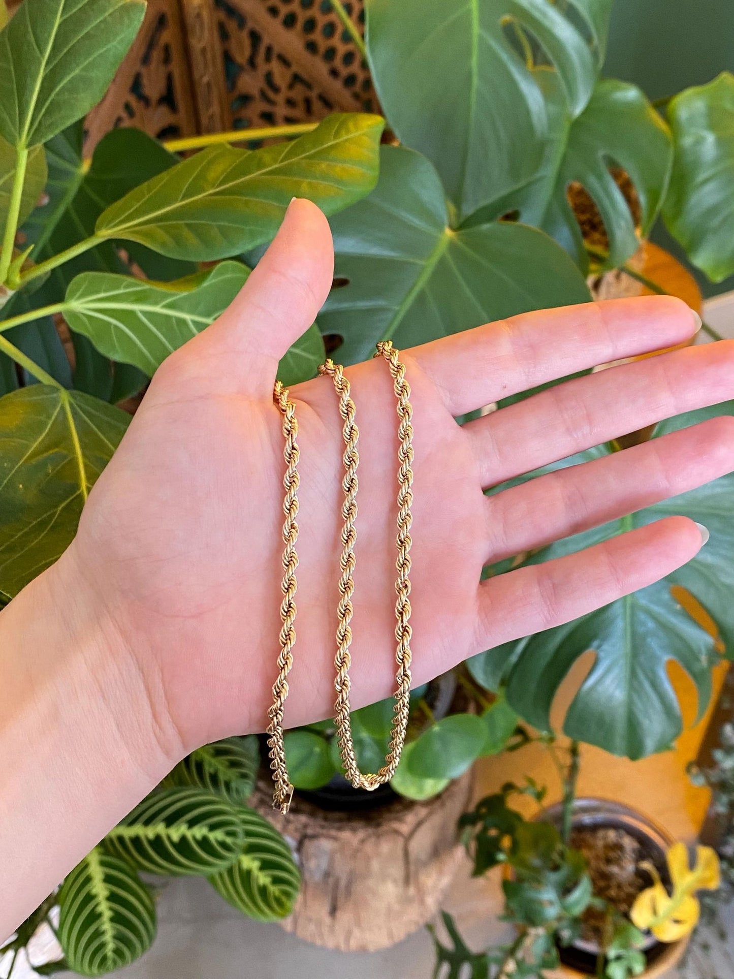 Vintage 14k Yellow Gold Long Rope Chain Necklace - 33.75 inches