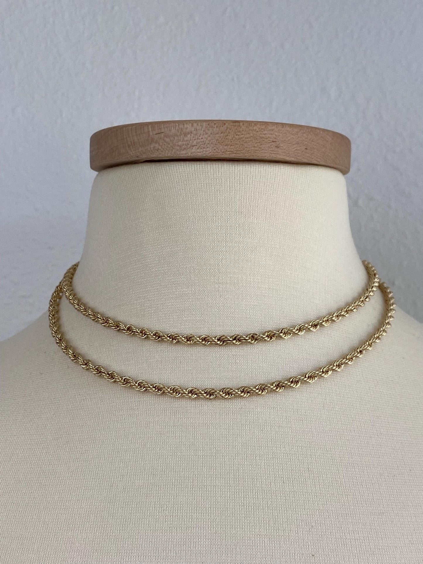 Vintage 14k Yellow Gold Long Rope Chain Necklace - 33.75 inches