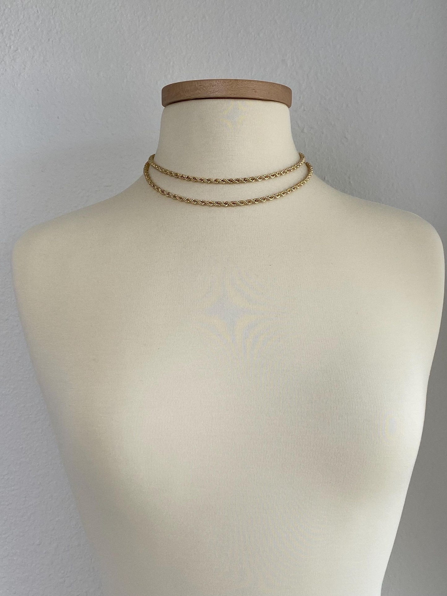 Vintage 14k Yellow Gold Long Rope Chain Necklace - 33.75 inches