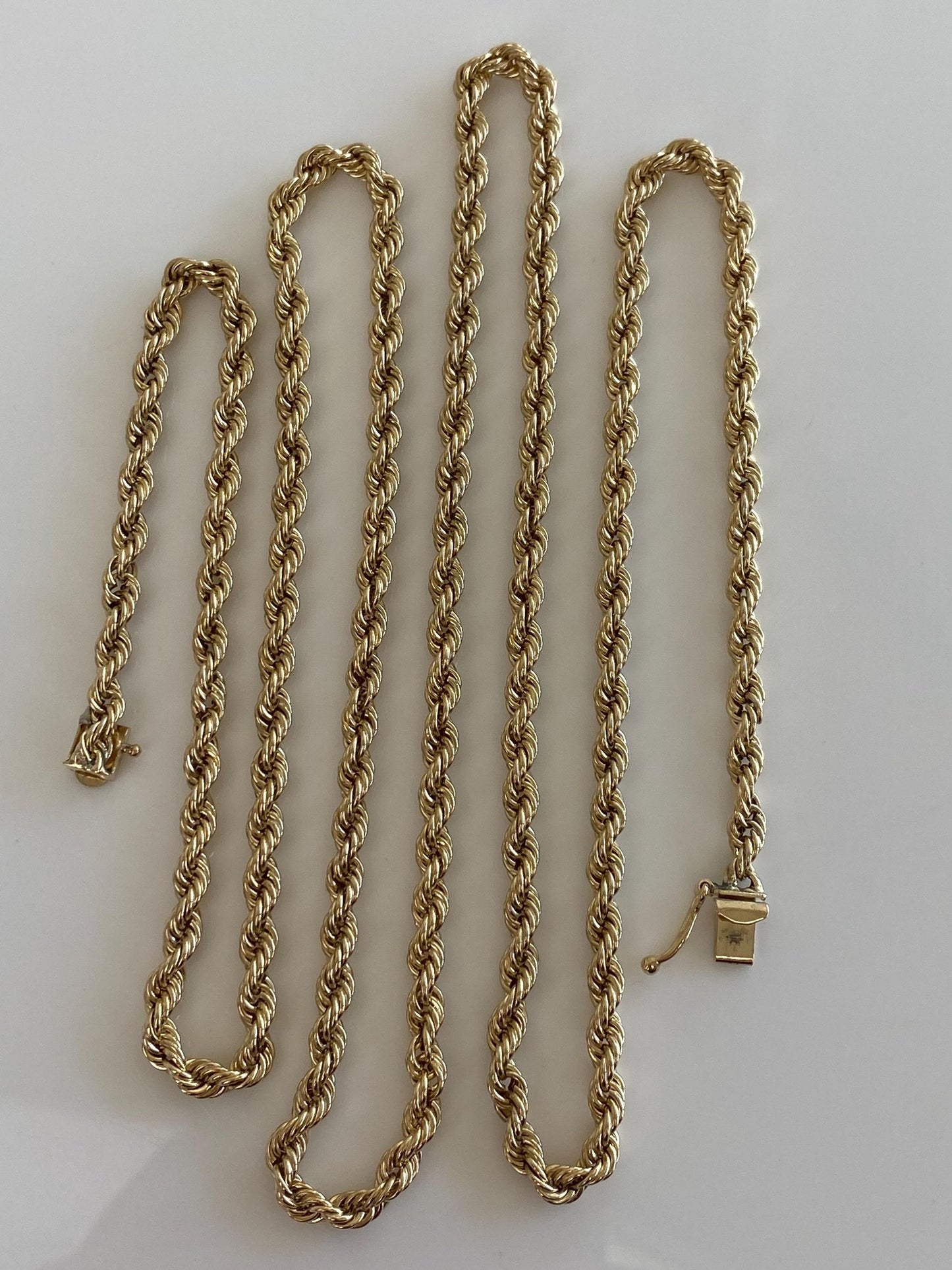 Vintage 14k Yellow Gold Long Rope Chain Necklace - 33.75 inches