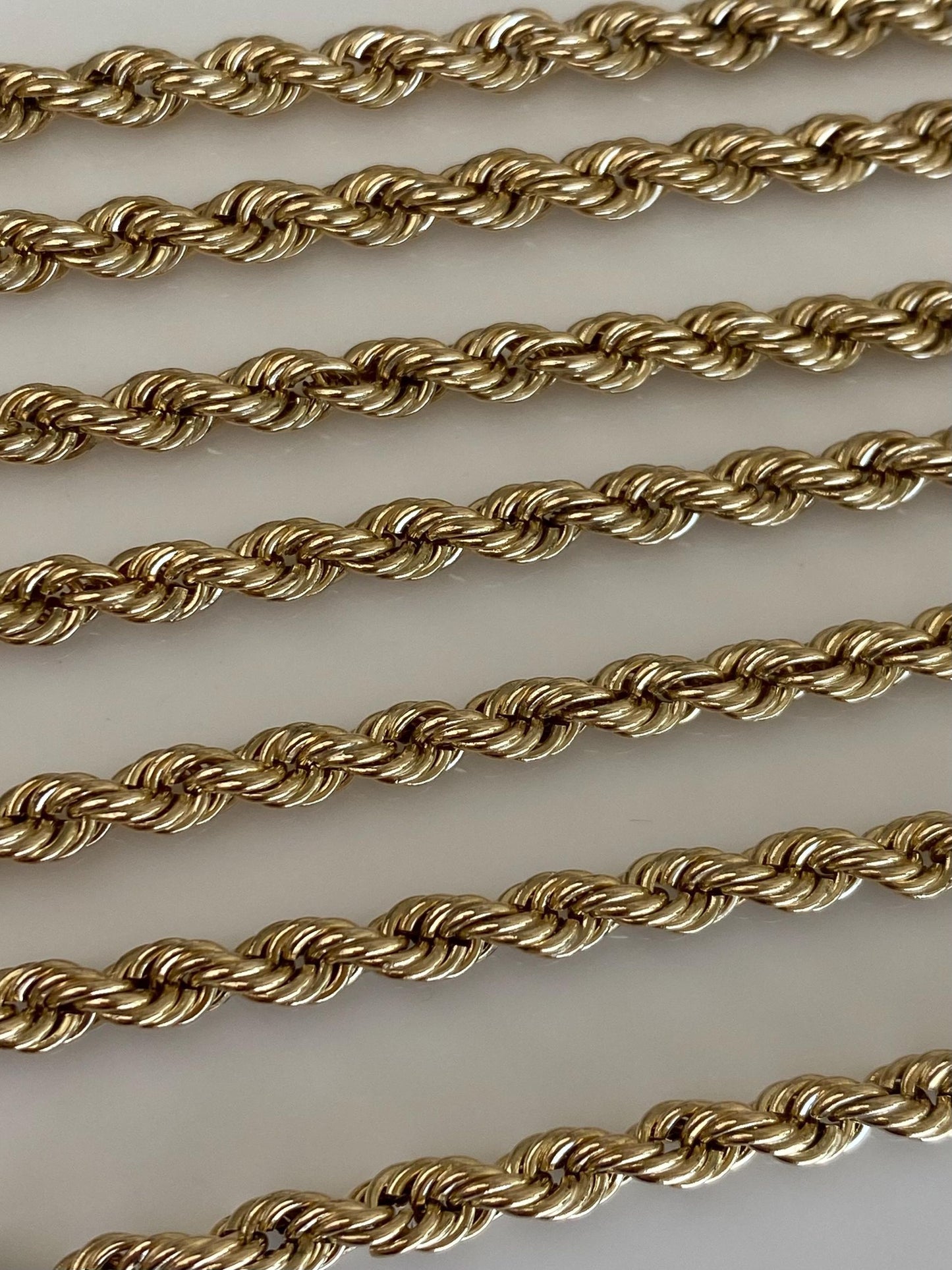 Vintage 14k Yellow Gold Long Rope Chain Necklace - 33.75 inches