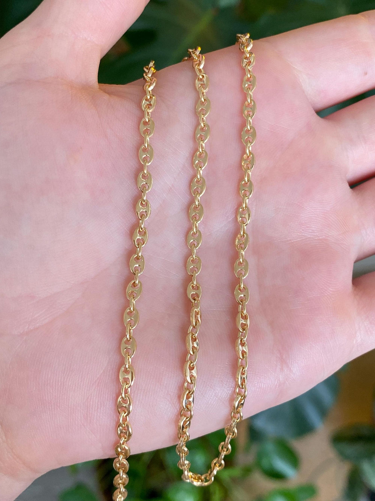 Vintage Solid 18k Yellow Gold Mariner Link Chain Necklace - 15.5 inches