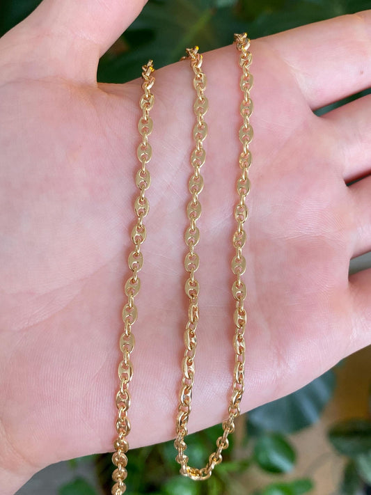 Vintage Solid 18k Yellow Gold Mariner Link Chain Necklace - 15.5 inches