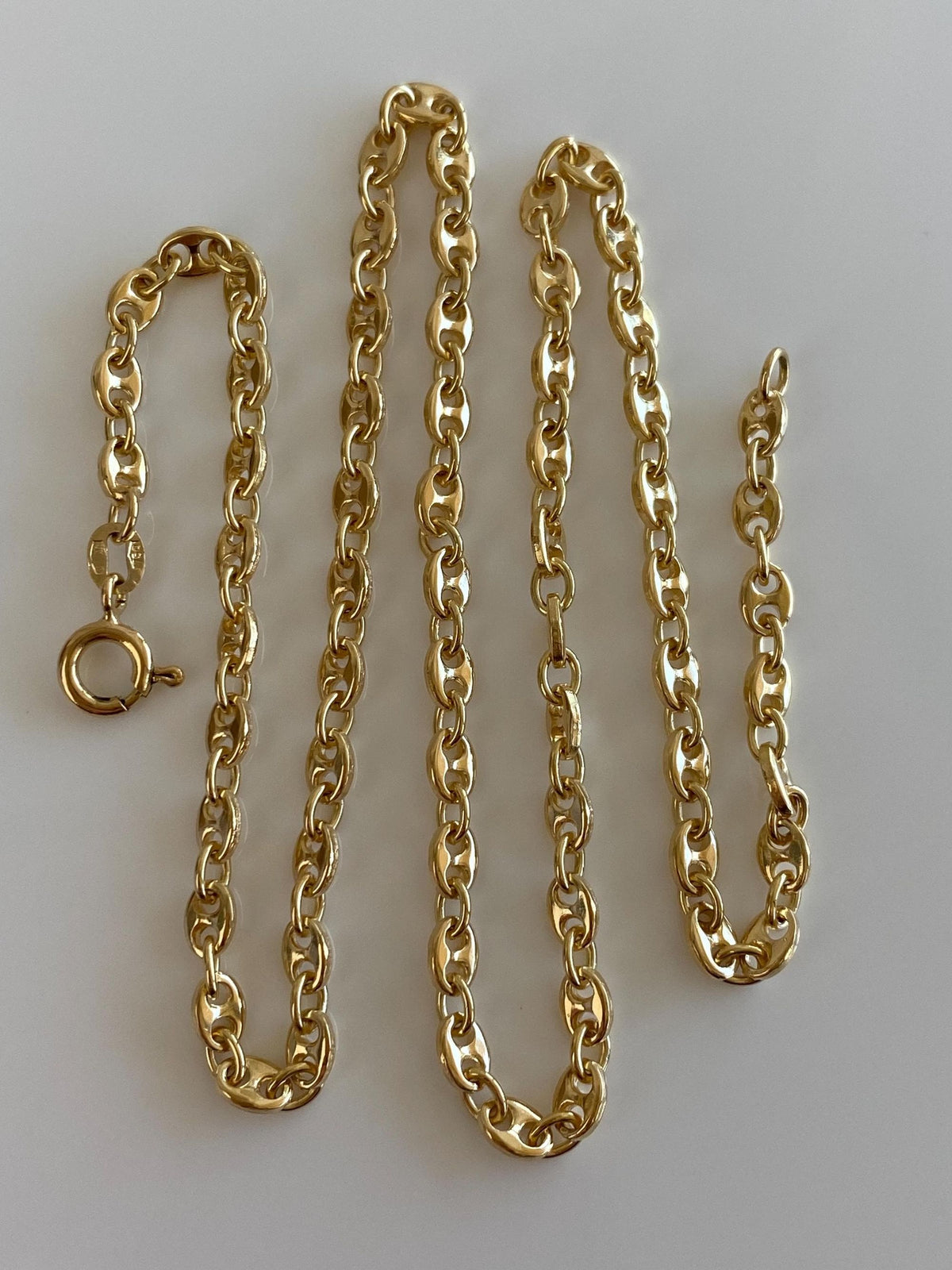 Vintage Solid 18k Yellow Gold Mariner Link Chain Necklace - 15.5 inches